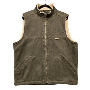 Wolverine Mens L Brown Upland Sherpa-Lined Canvas Vest Work Ranch Western